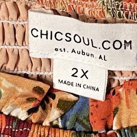 ChicSoul Floral Maxi Dress Plus Size 2X Smocked Square‎ Neck Short Sleeve - Picture 7 of 12